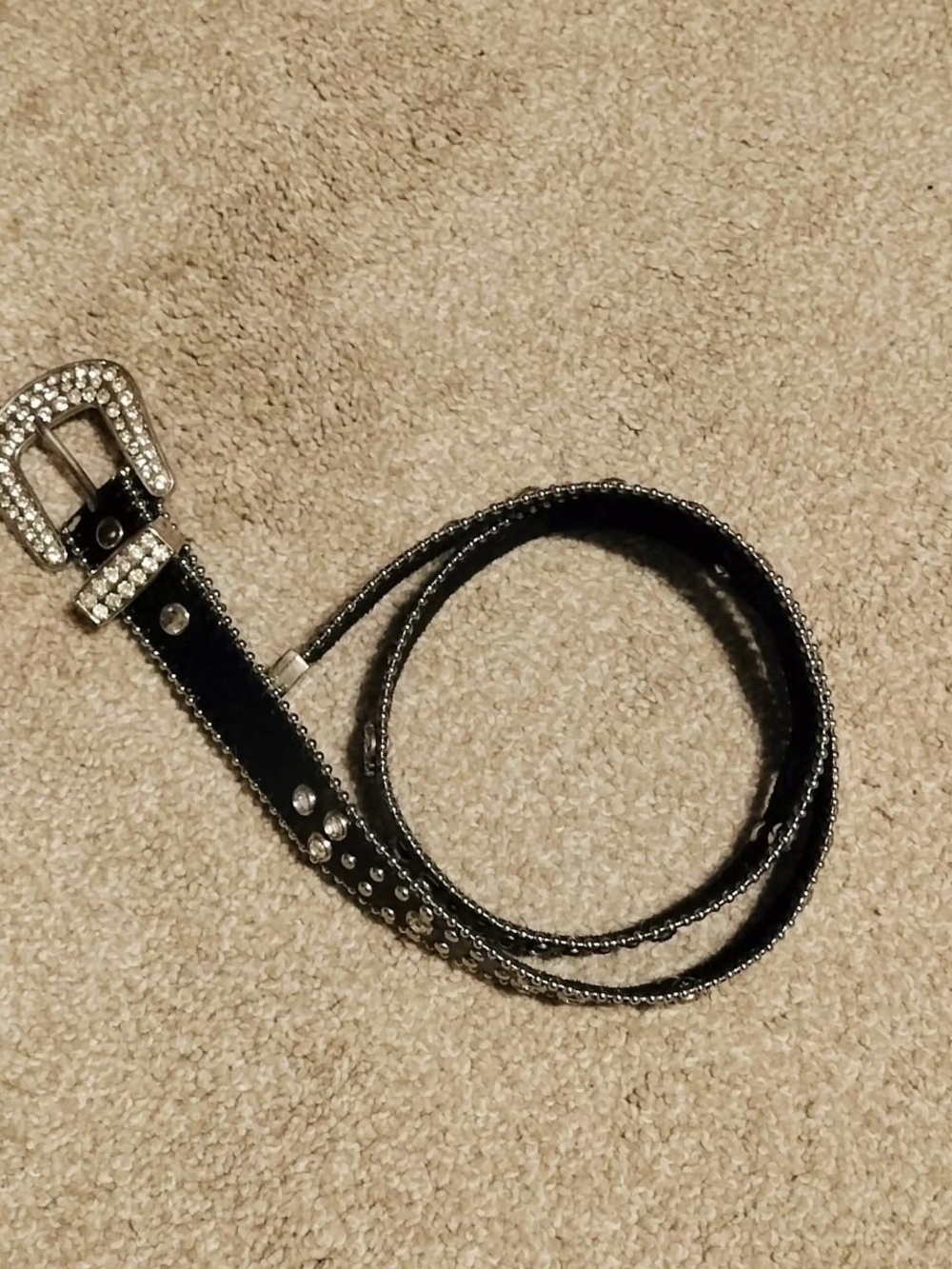 Crystal Buckle Black Women's Fashion Belt